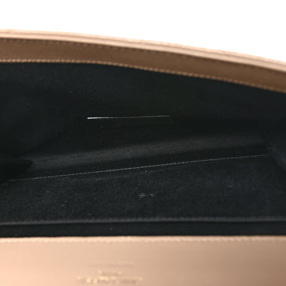 Saint Laurent Grain De Poudre Matelasse Chevron Monogram Envelope Clutch  Dark Beige 5 of 8