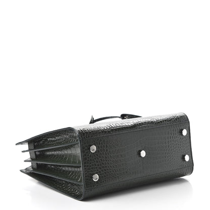 Saint Laurent Calfskin Crocodile Embossed Baby Sac De Jour Dark Leaf 4 of 9