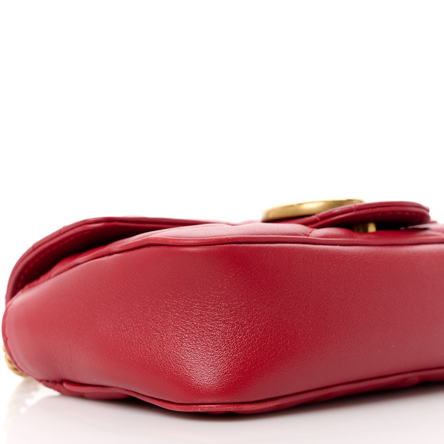 Gucci Calfskin Matelasse Super Mini GG Marmont Shoulder Bag Hibiscus Red 9 of 13