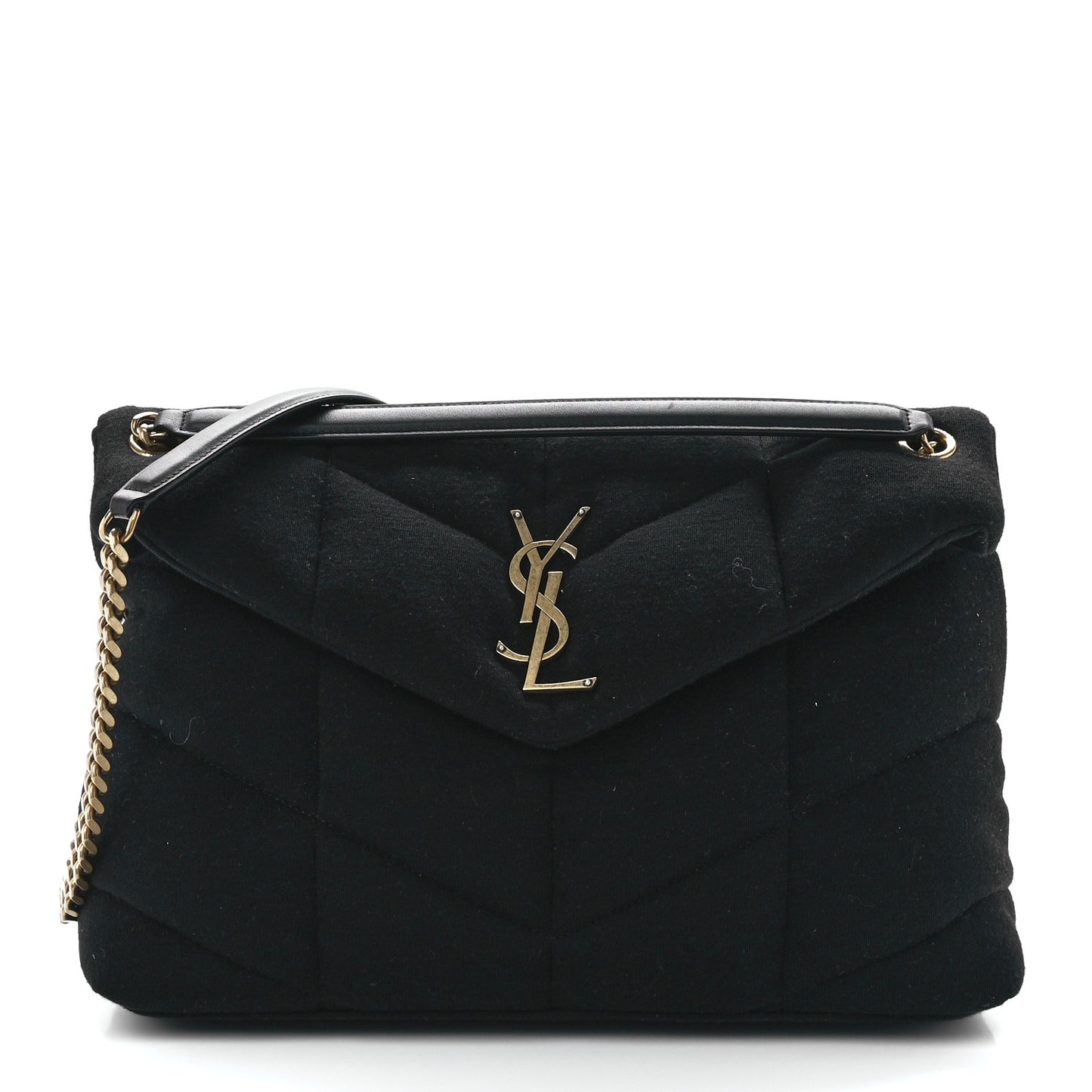 Wool Jersey Quilted Medium Loulou Puffer Monogram Chain Black