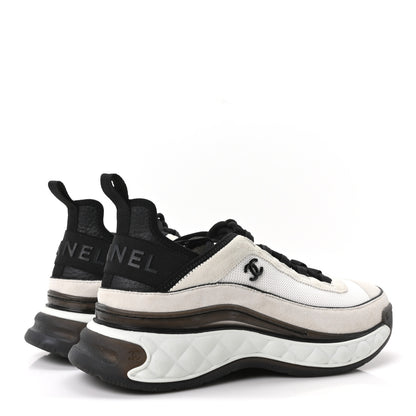 Chanel Fabric Suede Calfskin CC Sneakers 40 White Light Grey 5 of 10