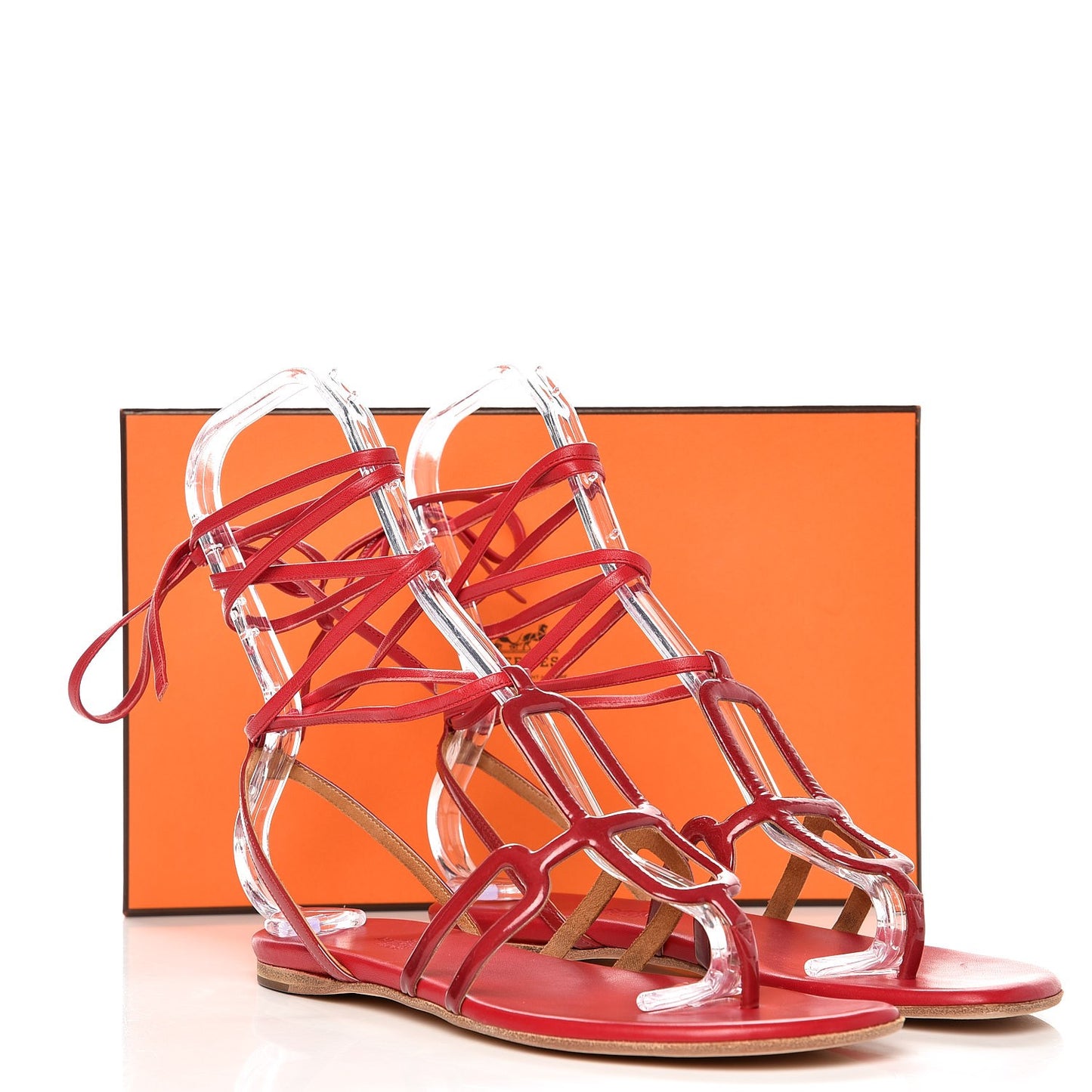 Nappa Patent Gladiator Sandals 38 Red