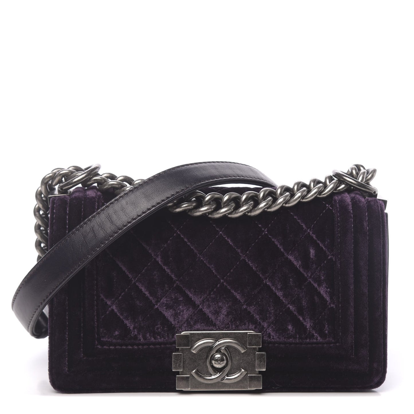 Velvet Quilted Small Boy Flap Purple