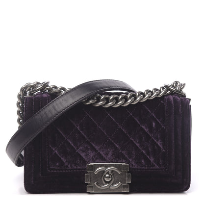 Chanel Velvet Quilted Small Boy Flap Purple 1 of 11