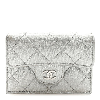 Chanel Caviar Quilted Double Flap Wallet Silver 1 of 8