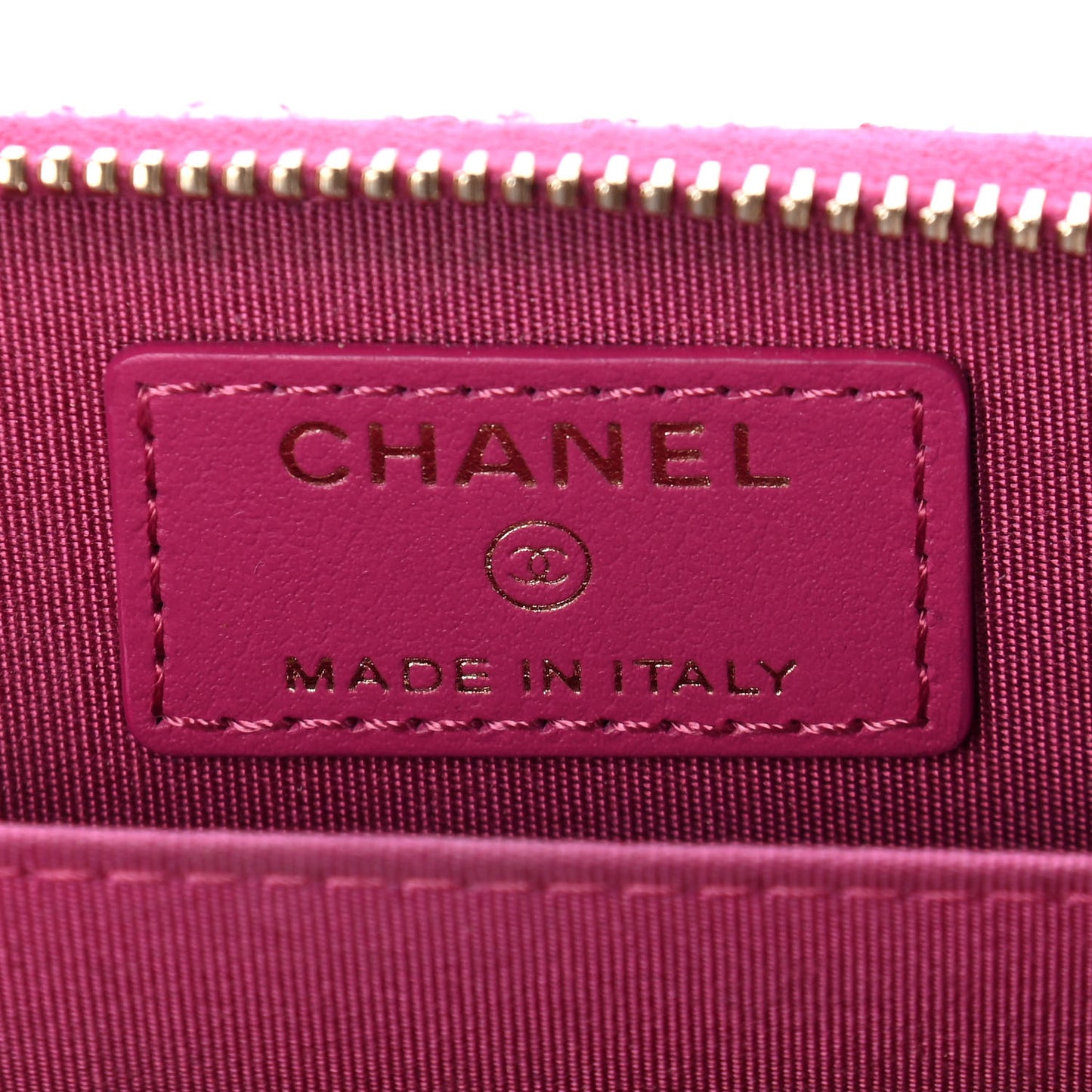 Lambskin Camellia Embossed Zip Coin Purse Fuchsia