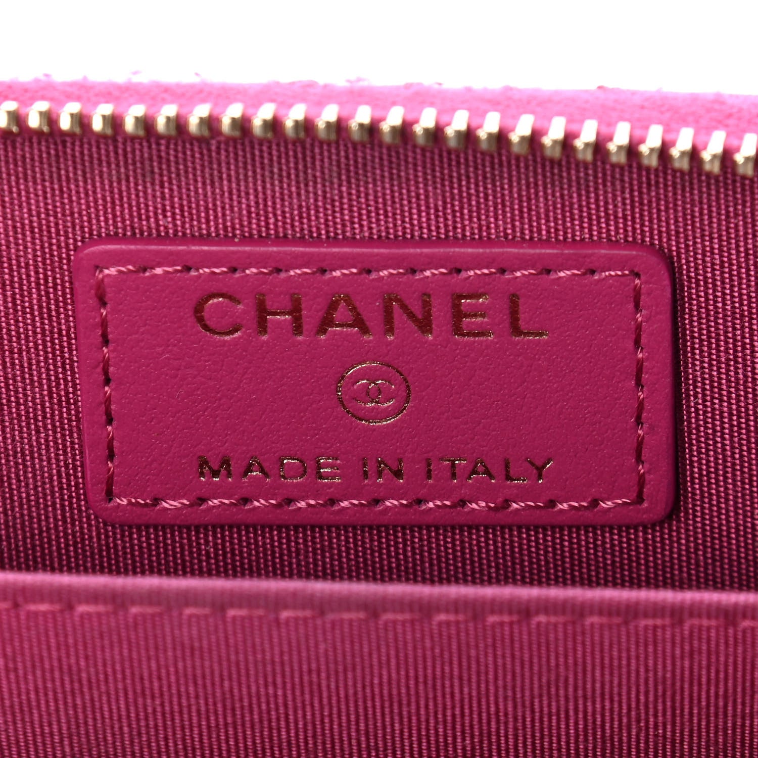 Chanel Lambskin Camellia Embossed Zip Coin Purse Fuchsia 6 of 7