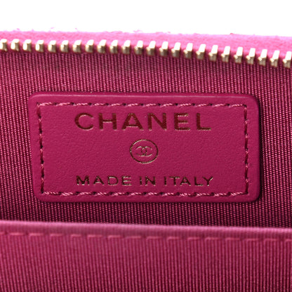 Chanel Lambskin Camellia Embossed Zip Coin Purse Fuchsia 6 of 7