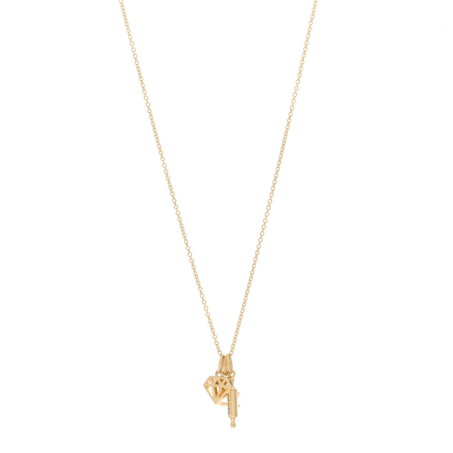 18K Yellow Gold 3 Charm Pendant Necklace