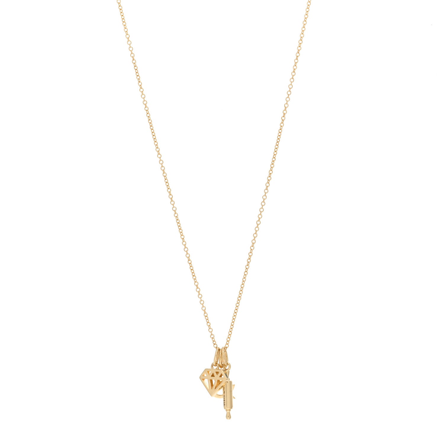 Tiffany 18K Yellow Gold 3 Charm Pendant Necklace 1 of 4