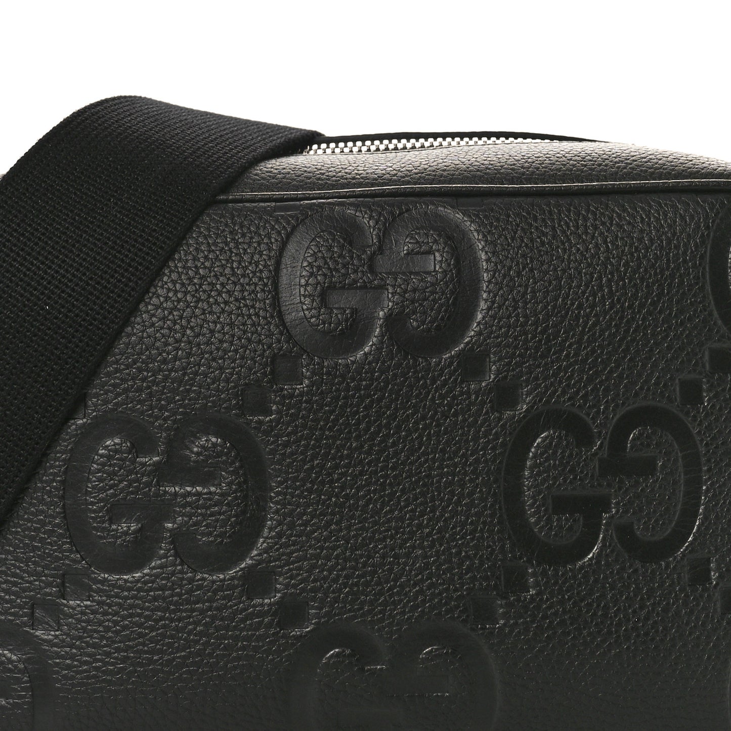 Piuma Calfskin Jumbo GG Embossed Medium Messenger Bag Black