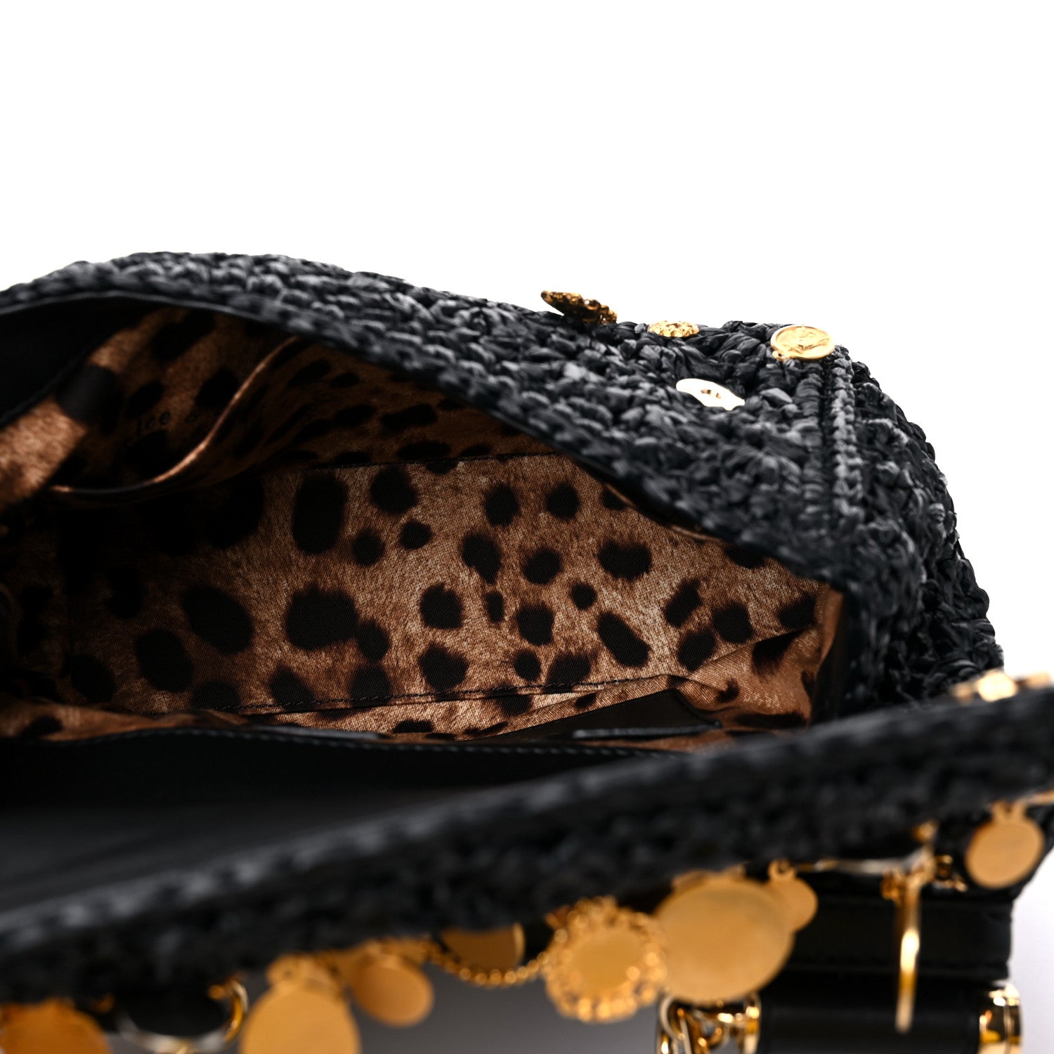 Dolce & Gabbana Raffia Crochet Coin Charm Medium Miss Sicily Satchel Black 5 of 8