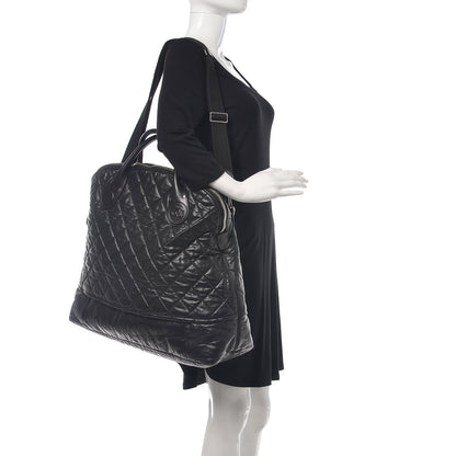 Chanel Coated Canvas Quilted Large Garment Travel Bag Black 3 of 16