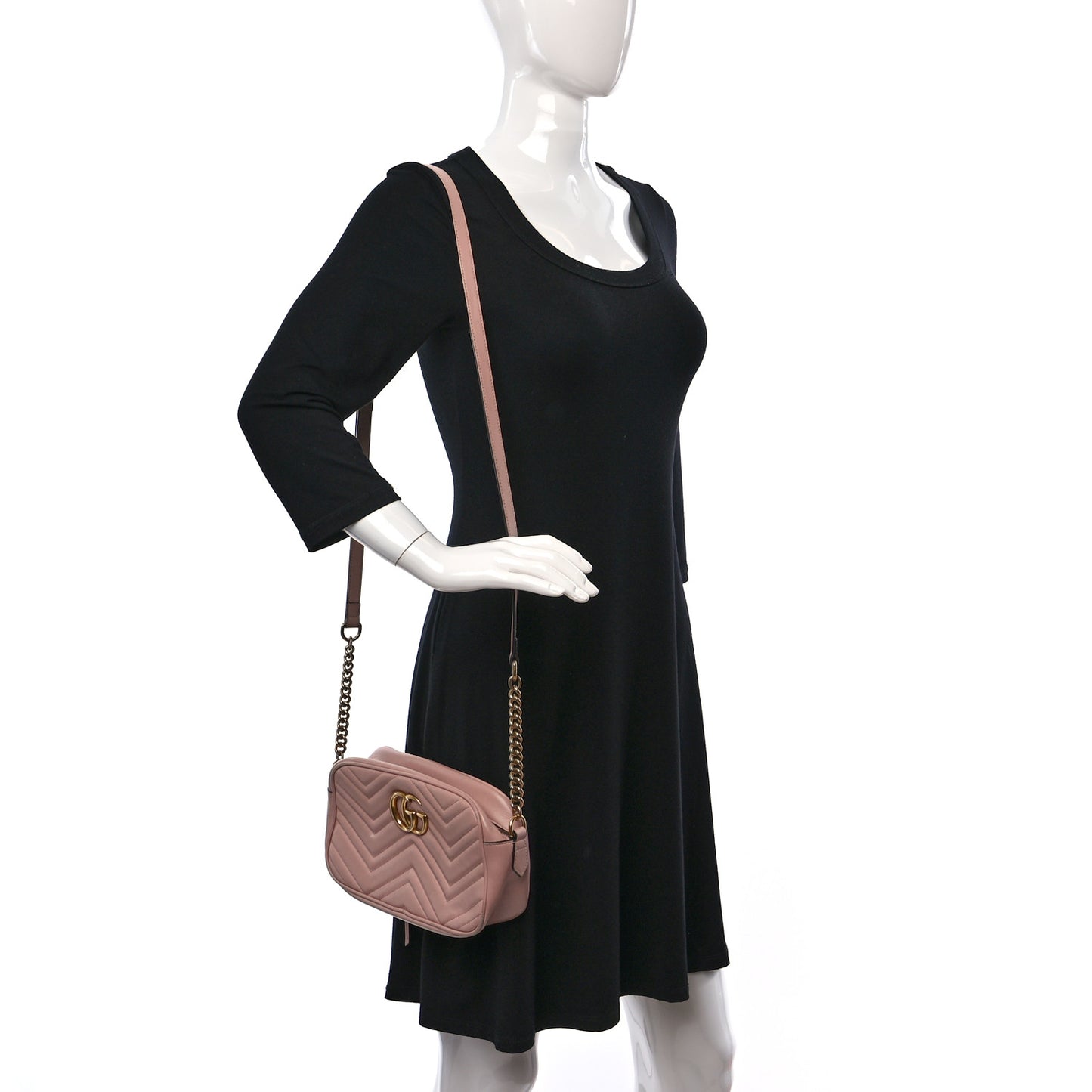 Calfskin Matelasse Small GG Marmont Chain Shoulder Bag Perfect Pink
