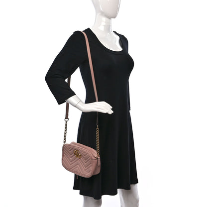 Gucci Calfskin Matelasse Small GG Marmont Chain Shoulder Bag Perfect Pink 2 of 14