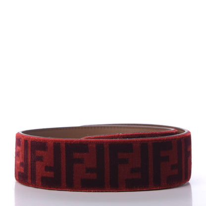 Fendi Velvet Tapestry Calfskin FF Strap You Rosso Corteccia 2 of 4