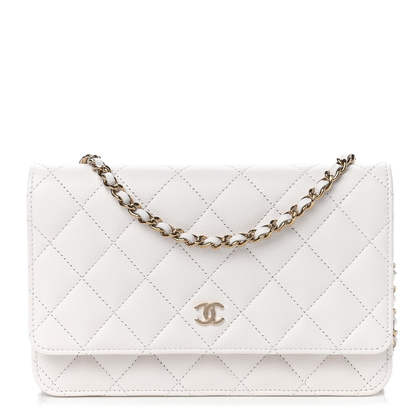 Caviar Quilted Wallet On Chain WOC White