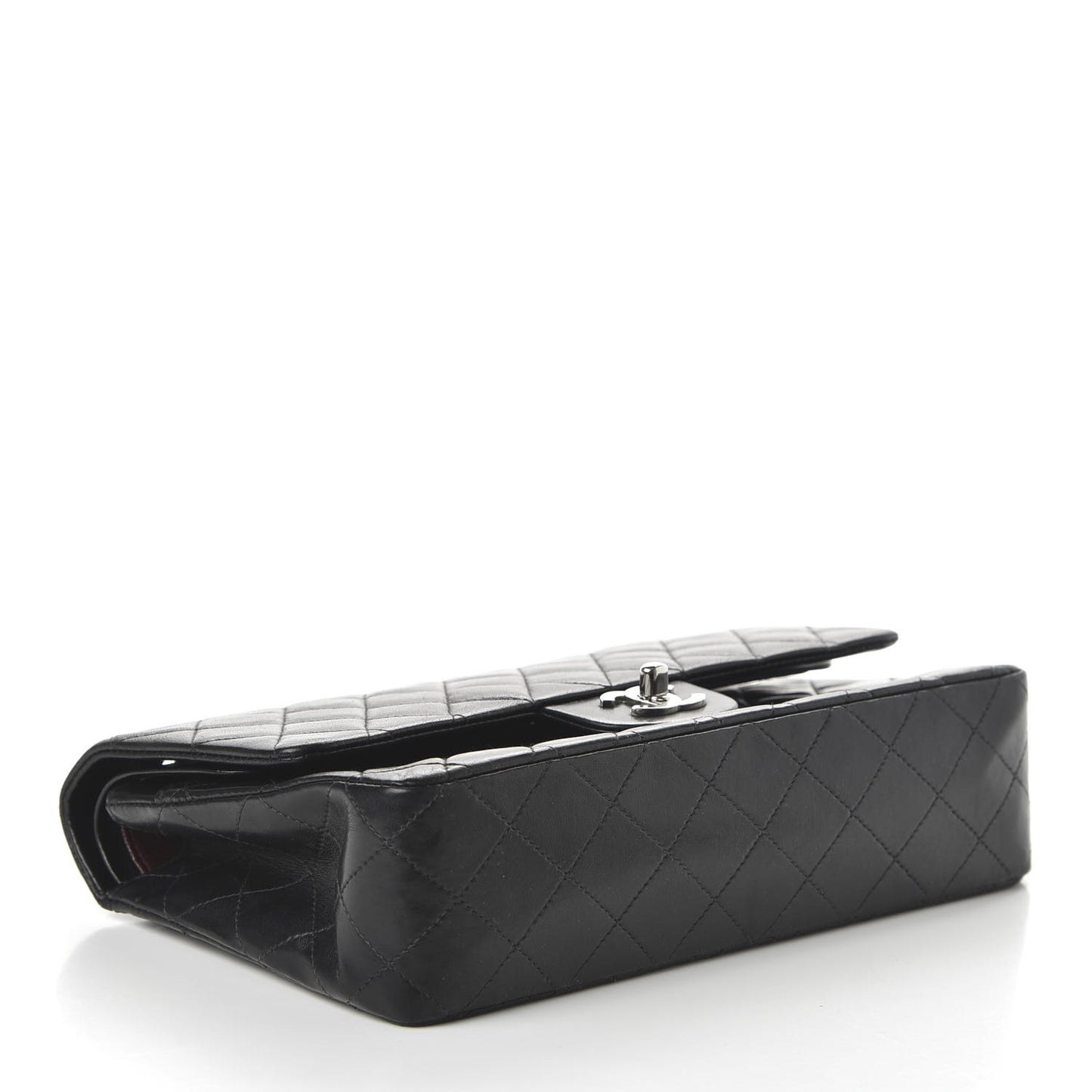 Lambskin Quilted Medium Double Flap Black
