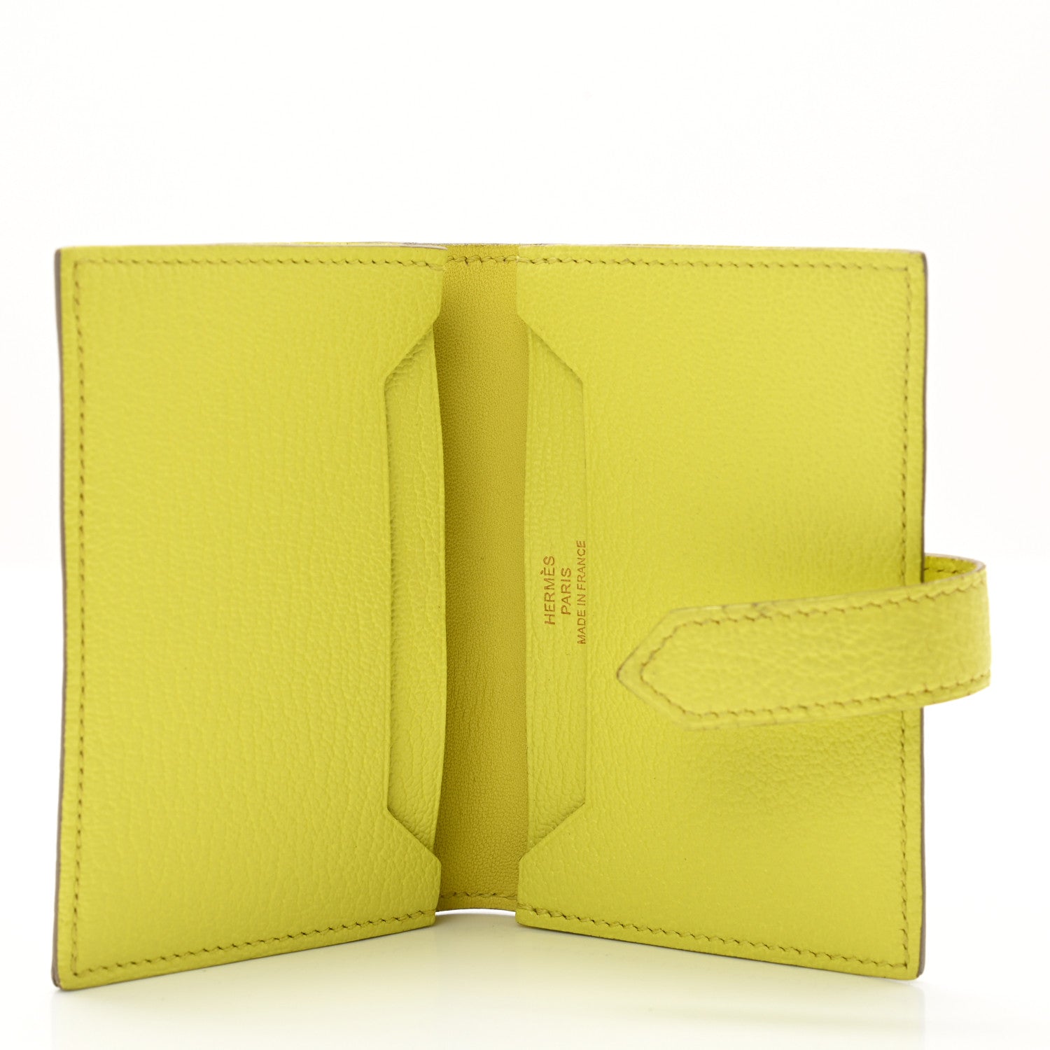 Hermes Chevre Mysore Bearn Card Holder Wallet Lime 5 of 6