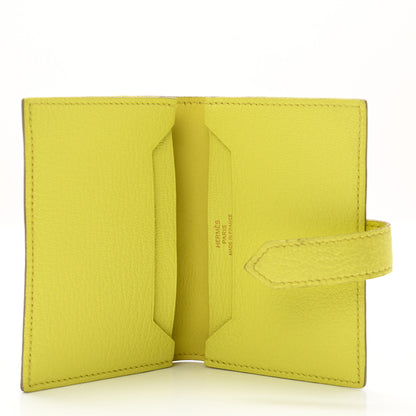 Hermes Chevre Mysore Bearn Card Holder Wallet Lime 5 of 6
