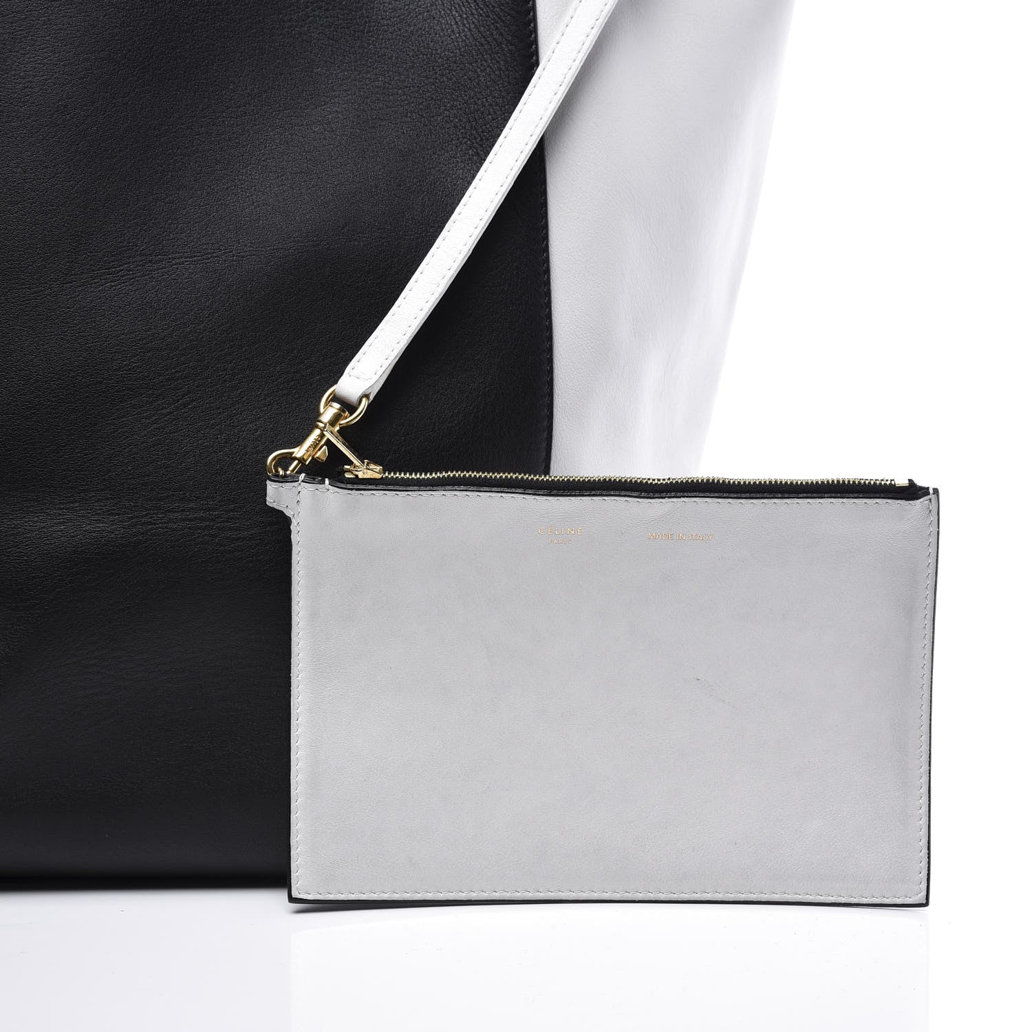 Celine Grained Calfskin Medium Horizontal Cabas Phantom Black White 9 of 11