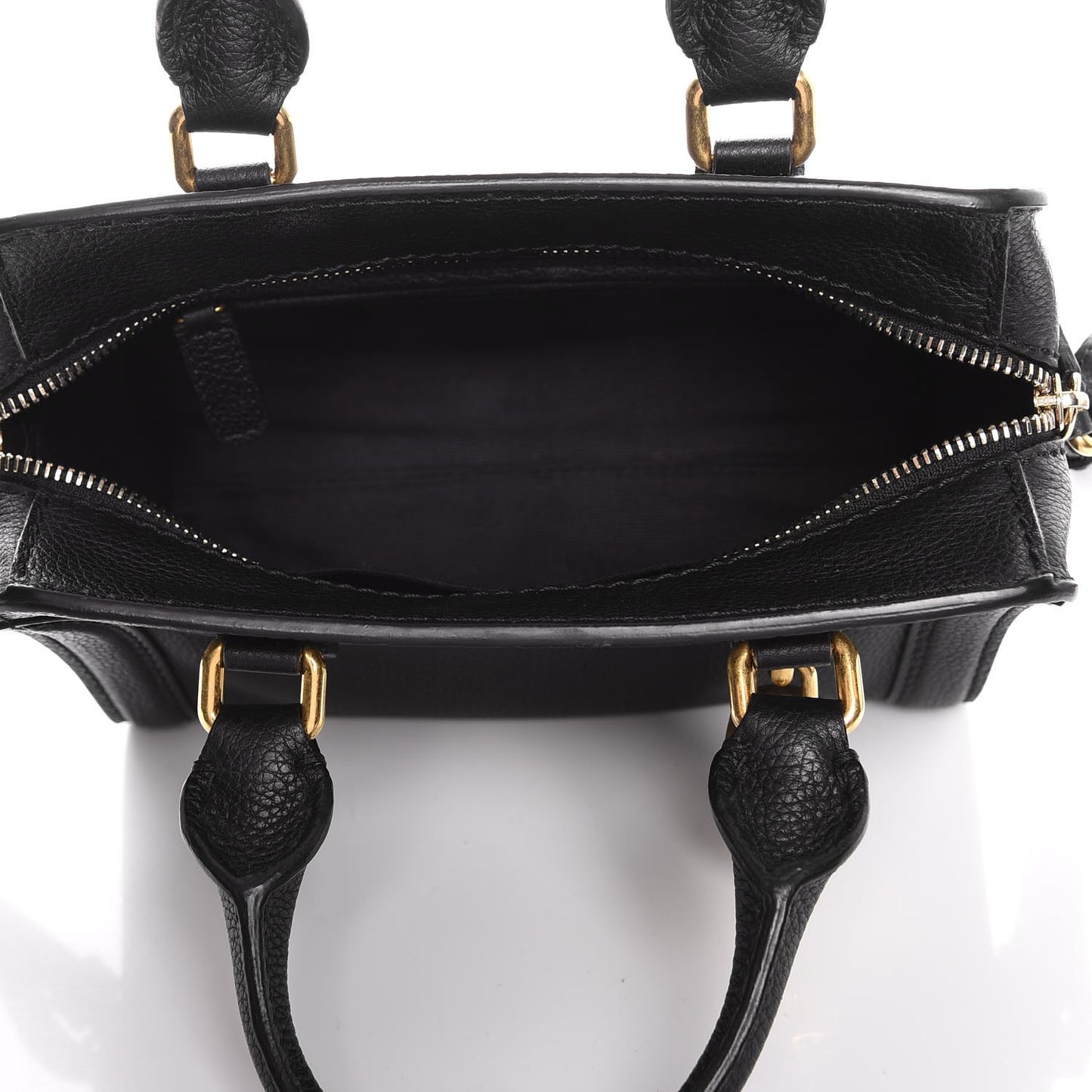 Pebbled Calfskin Mini Padlock Tote Black