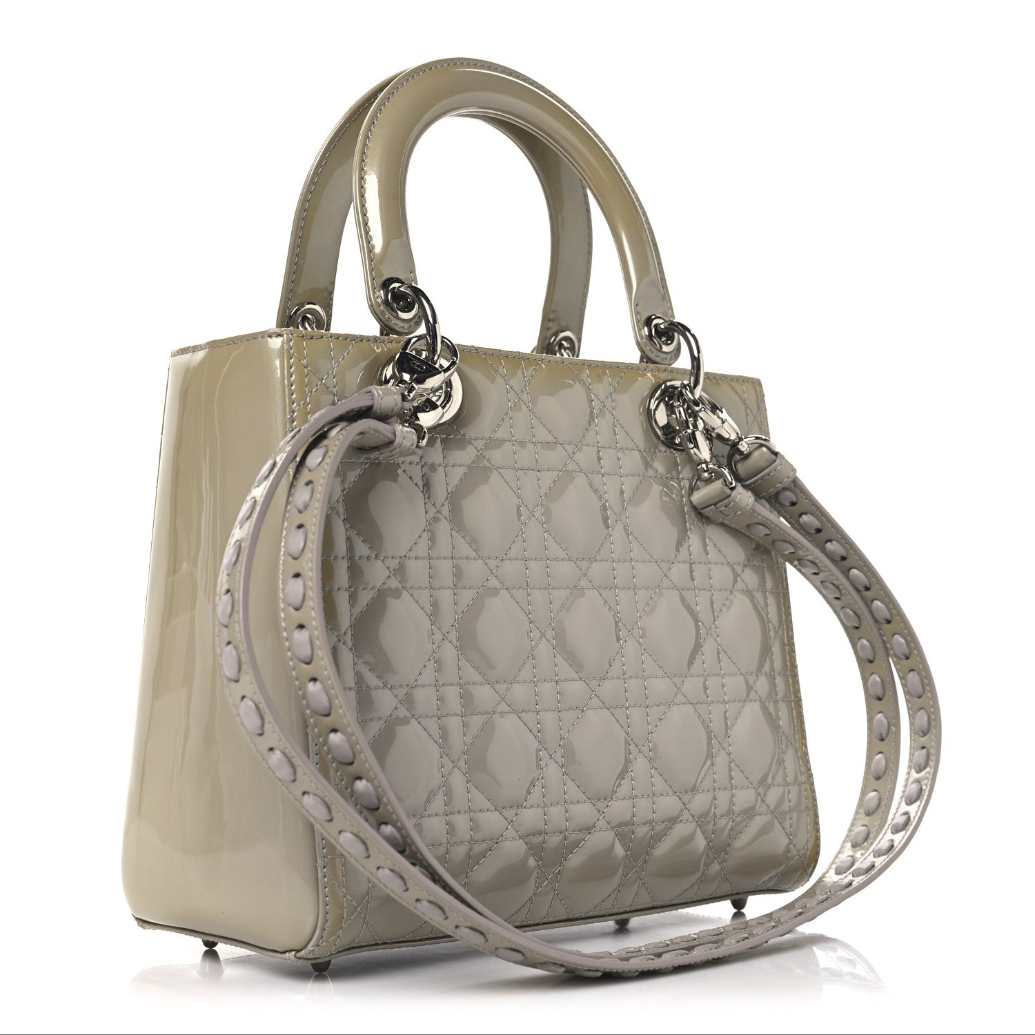Christian Louboutin CHRISTIAN DIOR Patent Cannage Medium Lady Dior Grey Grey 3 of 12