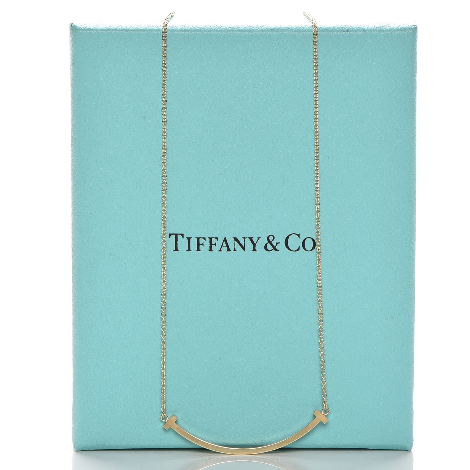 Tiffany 18K Yellow Gold Small T Smile Pendant Necklace 7 of 7