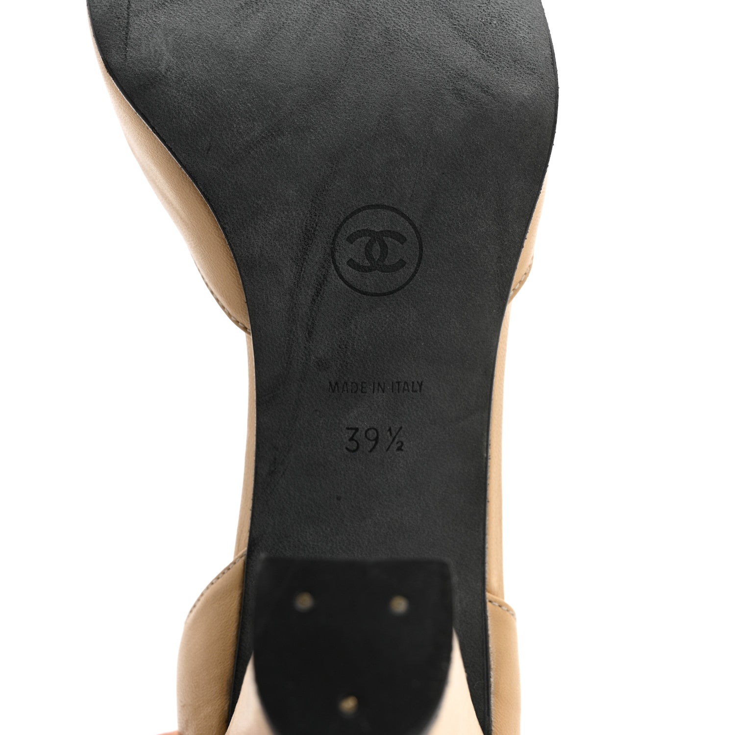 Chanel Lambskin Cap Toe CC Pumps 39.5 Beige Black 7 of 10