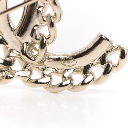 Chanel Crystal Chain CC Brooch Gold 4 of 5