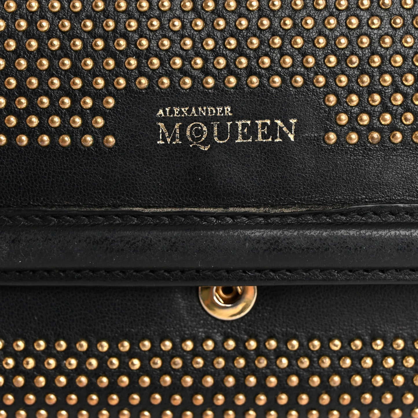 Calfskin Studded Wallet on Chain Black