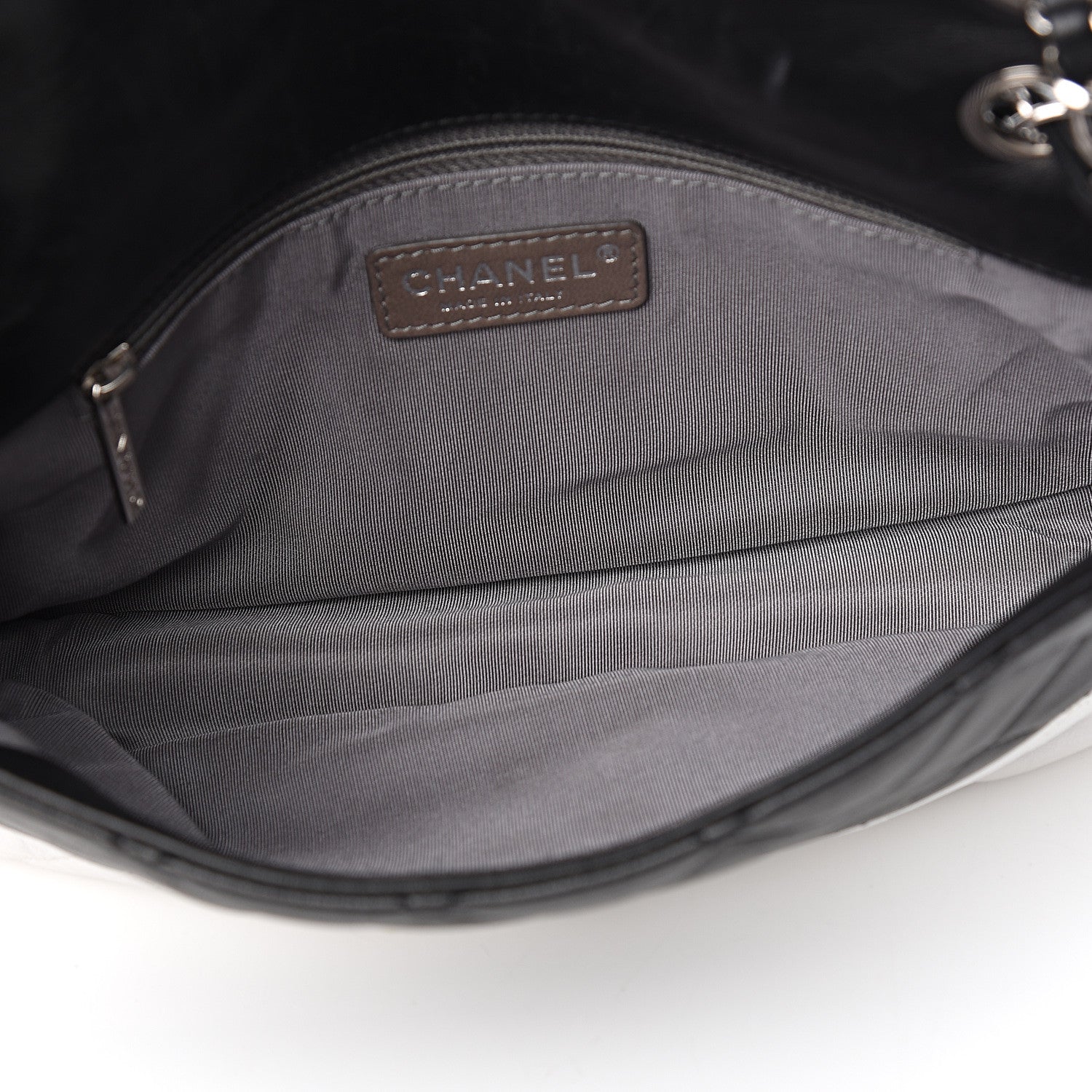 Chanel Lambskin Quilted Medium Flap Black White 4 of 10