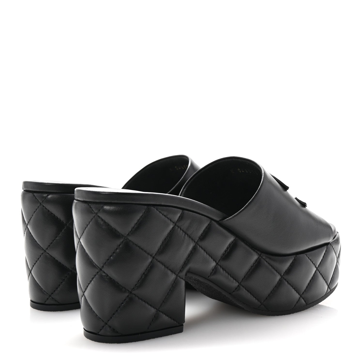 Chanel Lambskin Quilted CC Platform Mules 37 Black 5 of 11