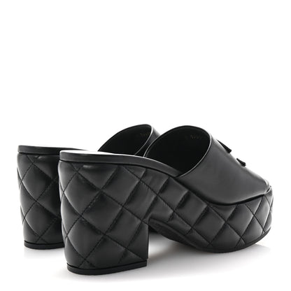 Chanel Lambskin Quilted CC Platform Mules 37 Black 5 of 11