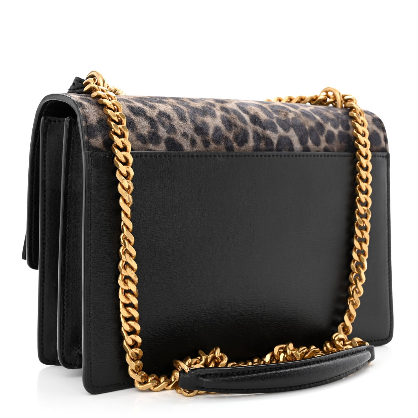 Calfskin Suede Leopard Print Medium Monogram Sunset Black