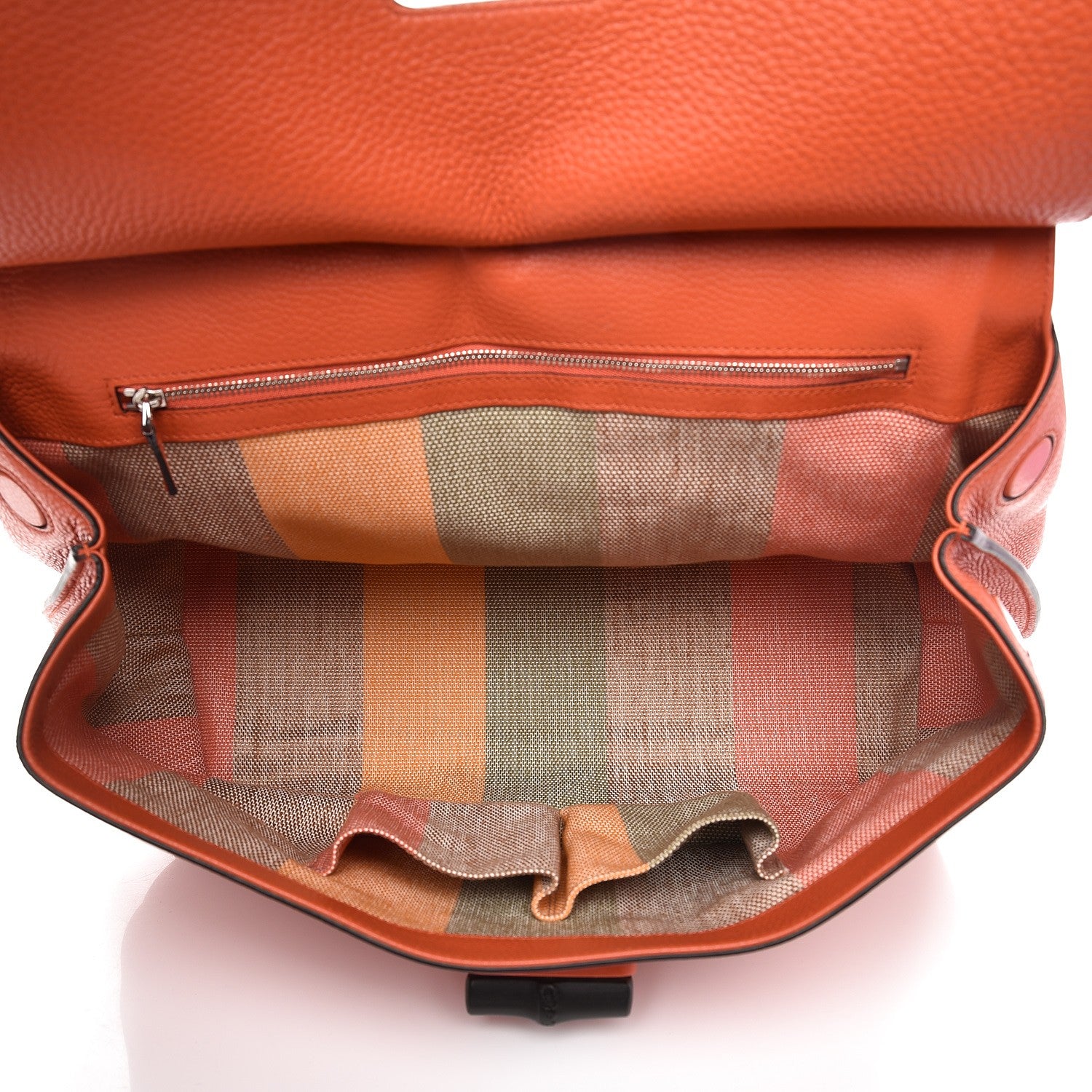 Gucci Cellarius Calfskin Large Bamboo Daily Top Handle Bag New Dark Orange 6 of 10