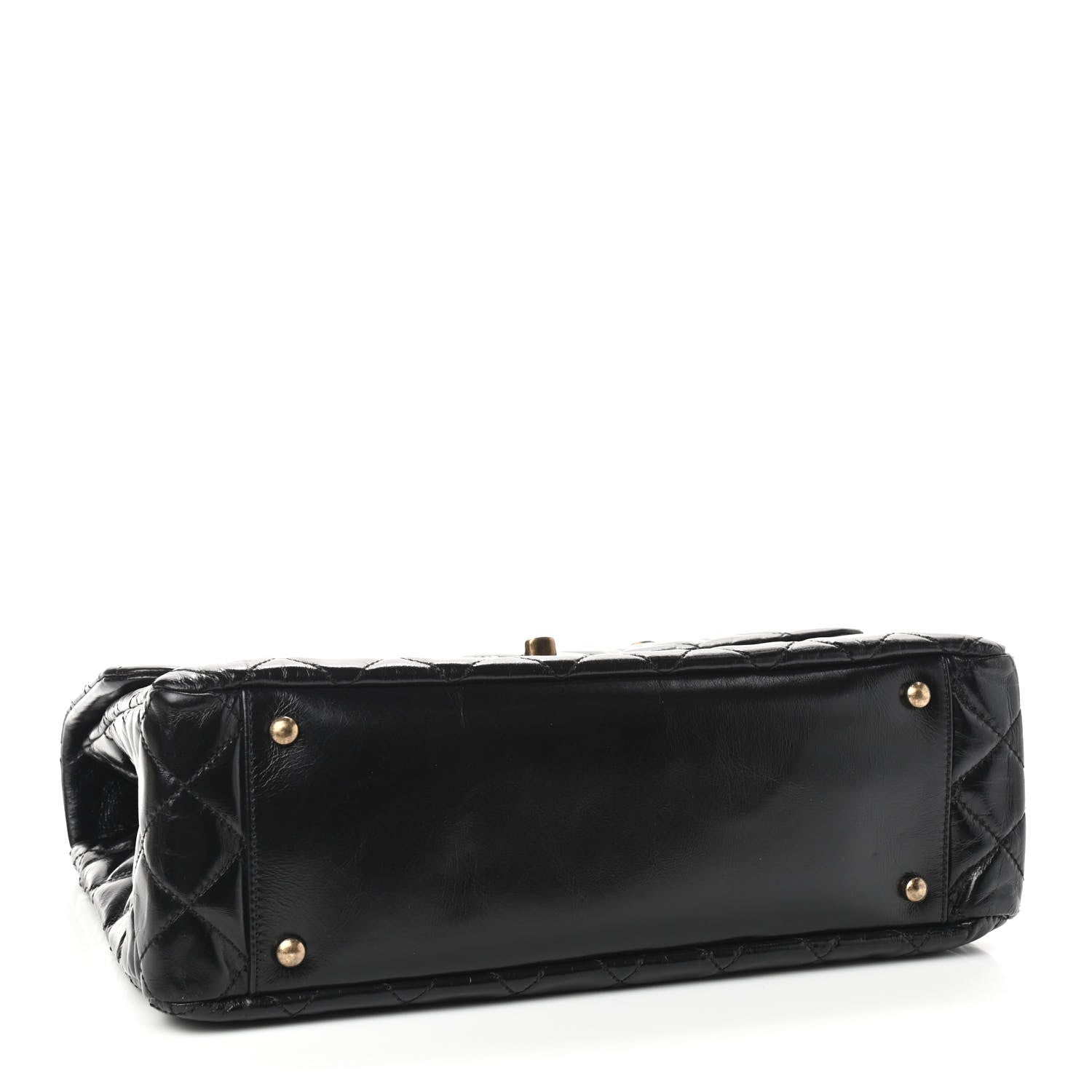 Chanel Glazed Calfskin Castle Rock Large Flap Black Burgundy 4 of 9