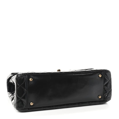 Chanel Glazed Calfskin Castle Rock Large Flap Black Burgundy 4 of 9