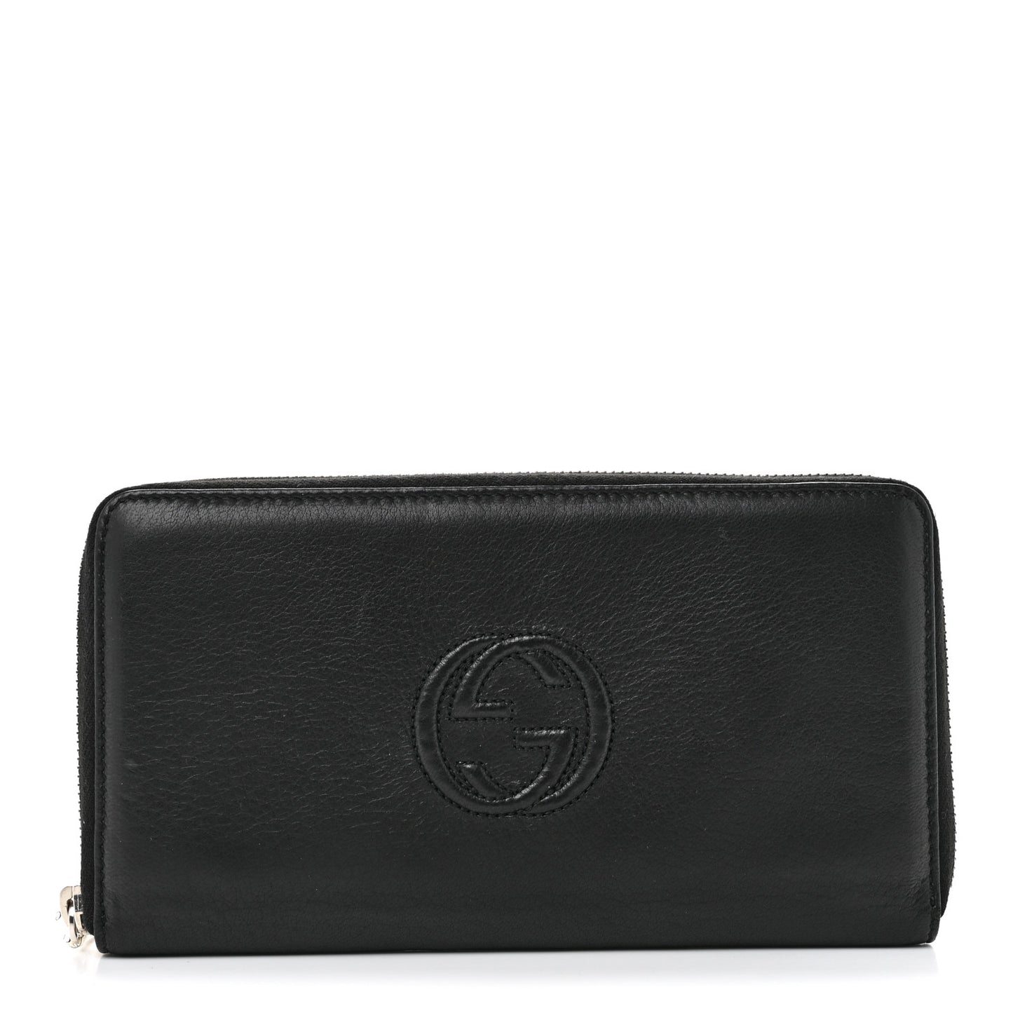 Pebbled Calfskin Soho Zip Around Wallet Black