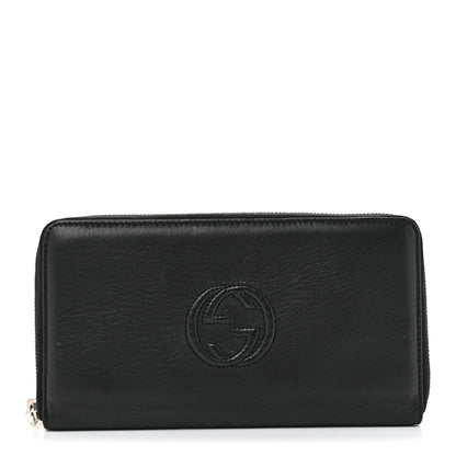 Gucci Pebbled Calfskin Soho Zip Around Wallet Black 1 of 7