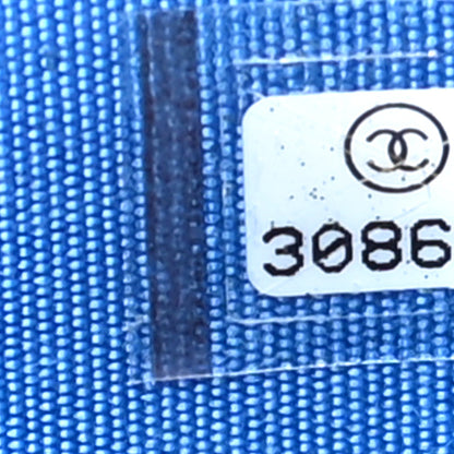 Chanel Raffia Jute Striped Mini Vanity Case With Chain Blue Beige 7 of 11
