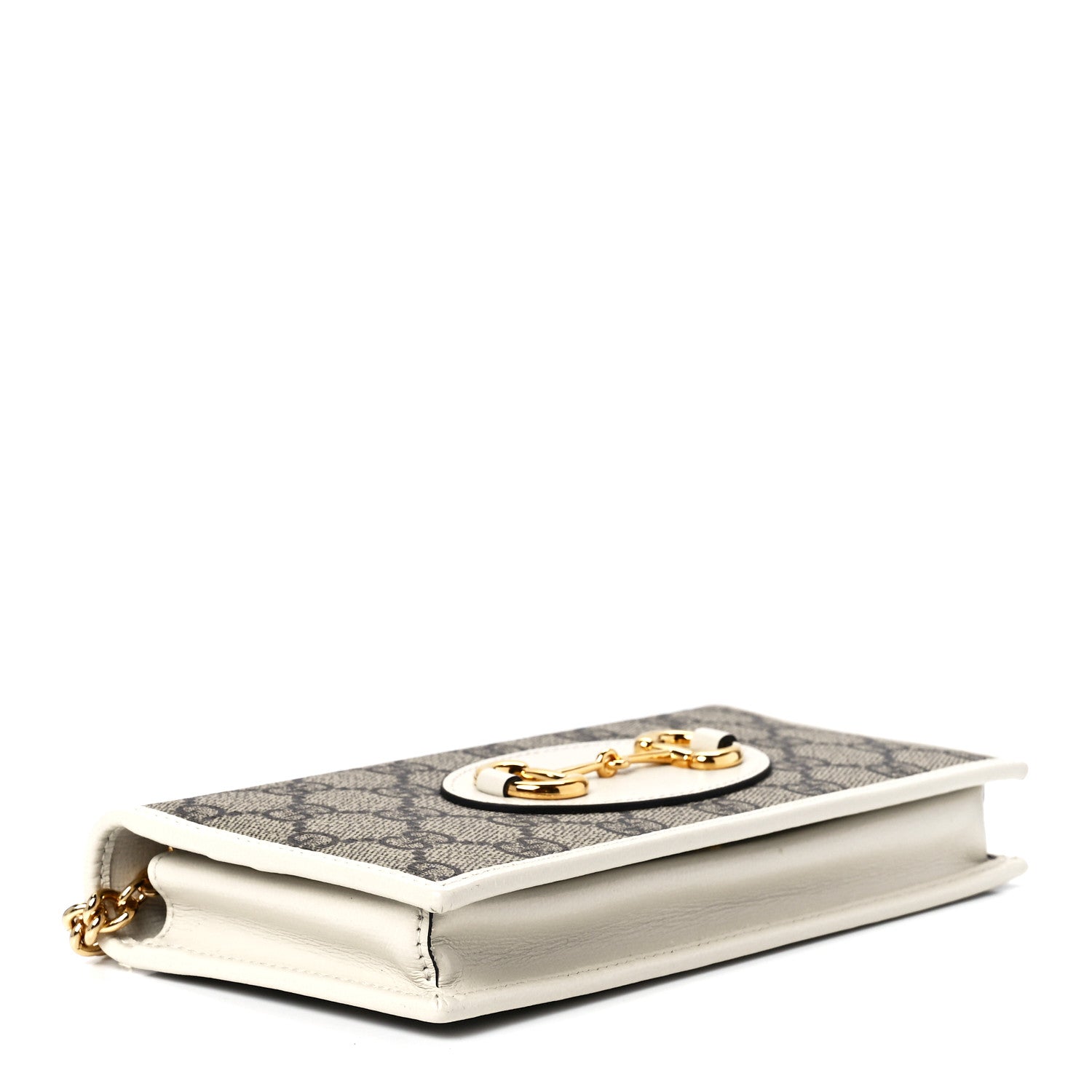 Gucci GG Supreme Monogram Azalea Calfskin Horsebit 1955 Wallet On Chain Beige Ebony Mystic White 3 of 10