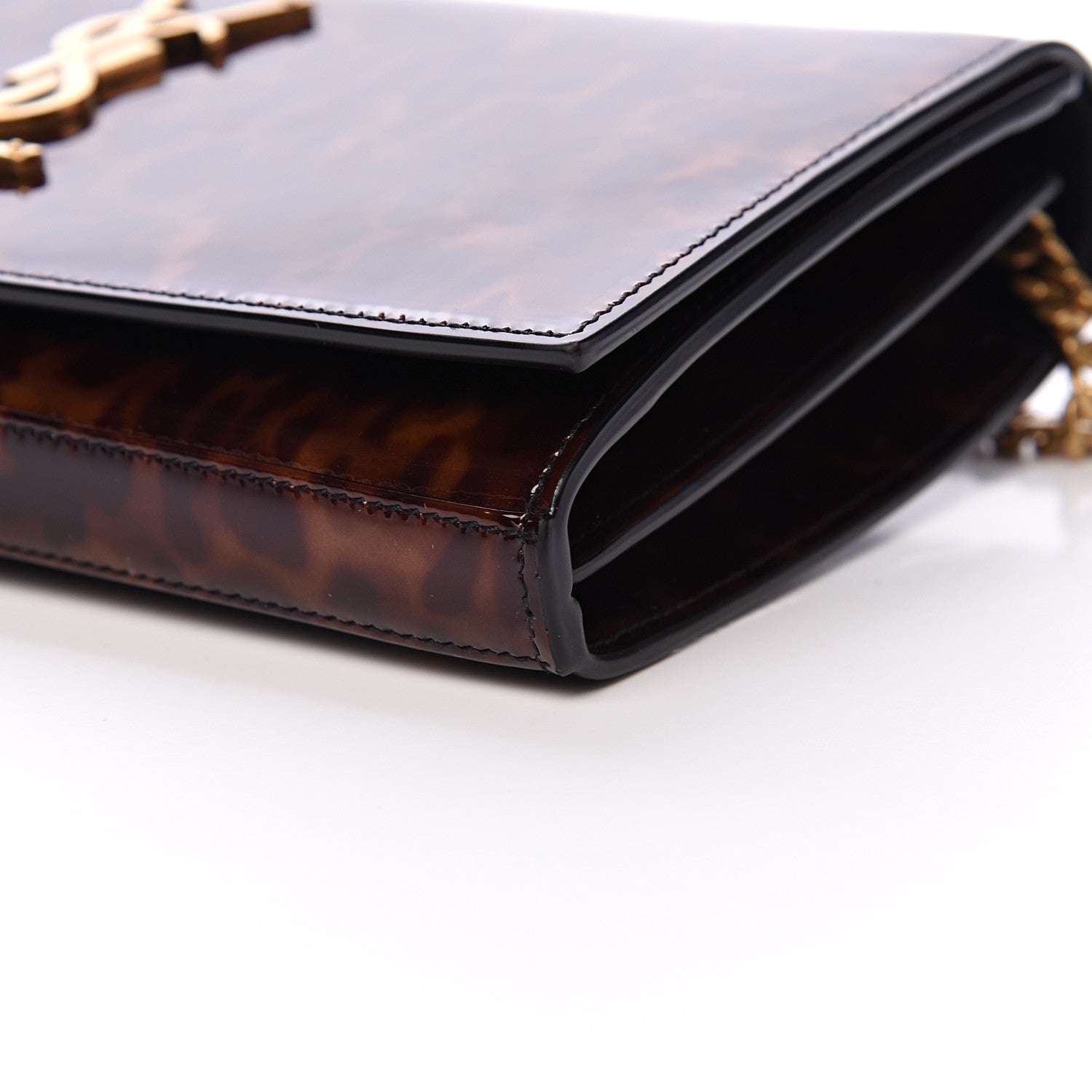Saint Laurent Patent Chain Wallet Tortoise 8 of 9