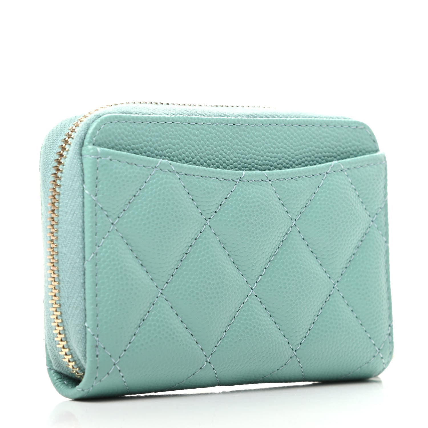 Chanel Caviar Quilted Zip Coin Purse Light Blue 3 of 10