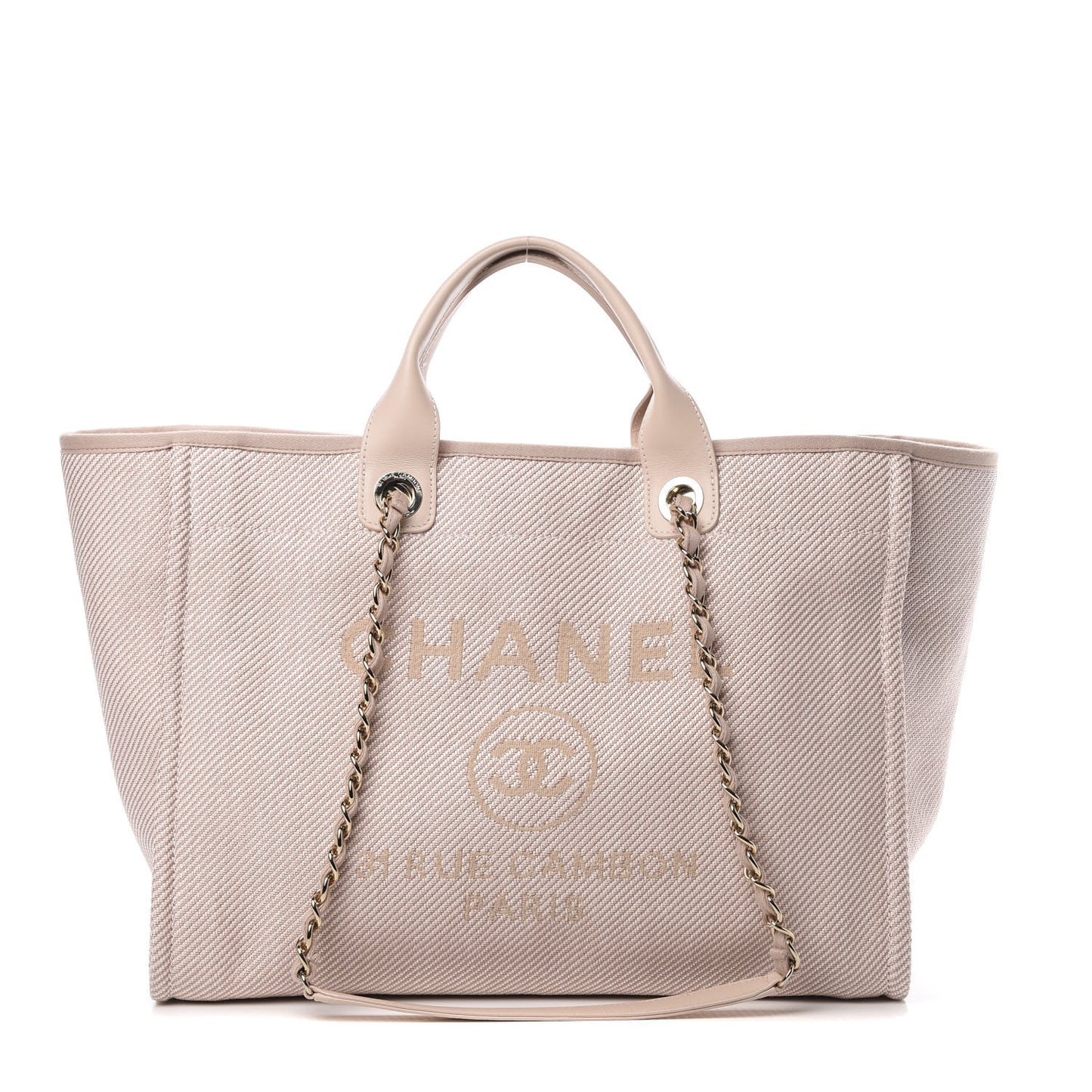 Mixed Fibers Calfskin Medium Deauville Tote Beige