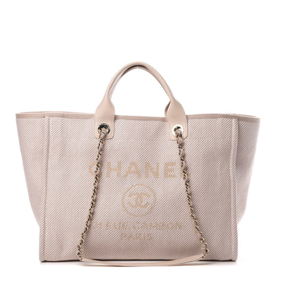 Chanel Mixed Fibers Calfskin Medium Deauville Tote Beige 1 of 11