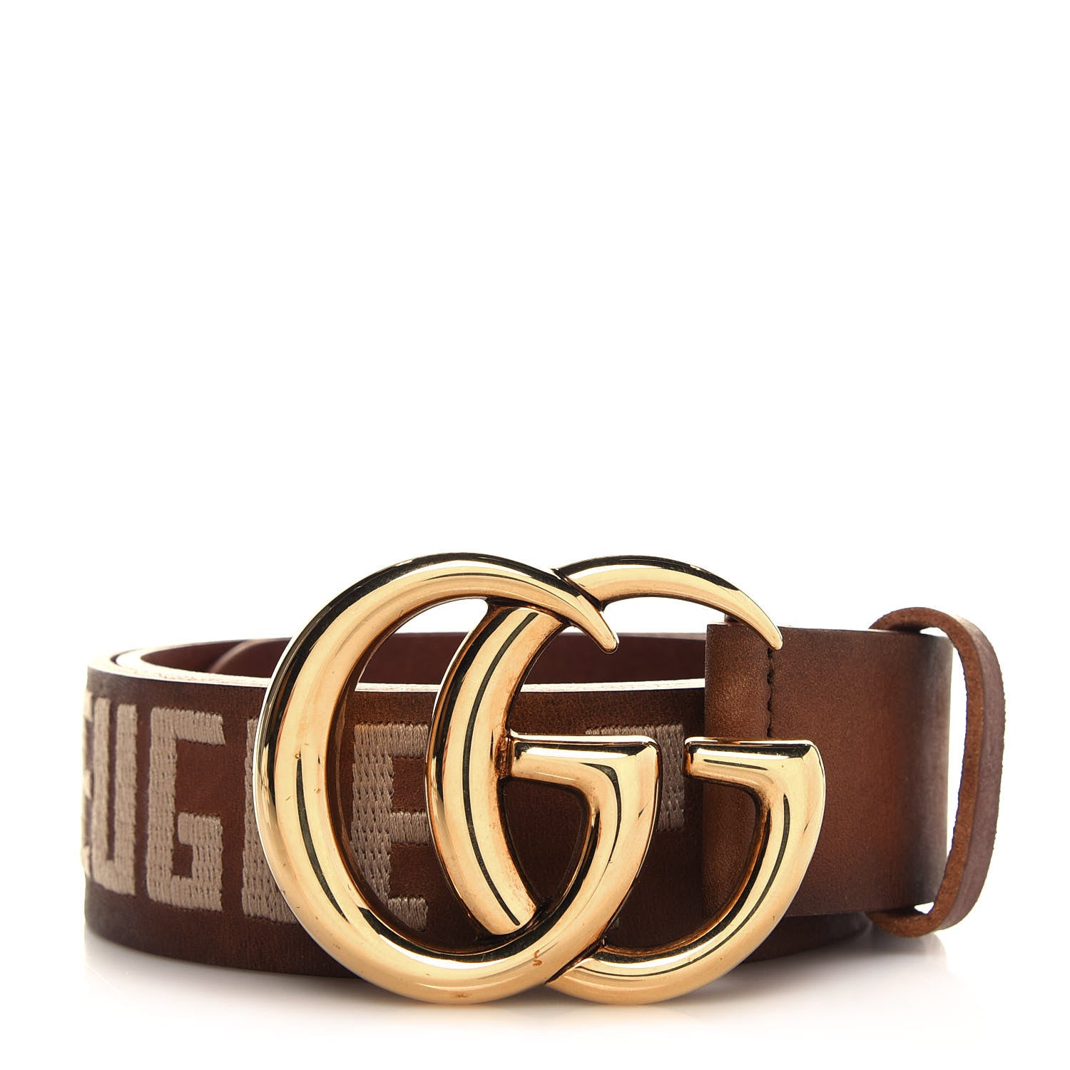 Gucci Faded Calfskin L'Aveugle Par Amour Embroidered Double G 40mm Belt 85 34 Cuir 1 of 6