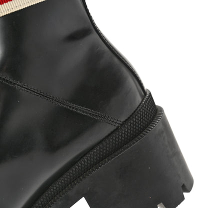 Gucci Calfskin Sylvie Web Womens Lace Up Combat Boots 37 Black 13 of 15