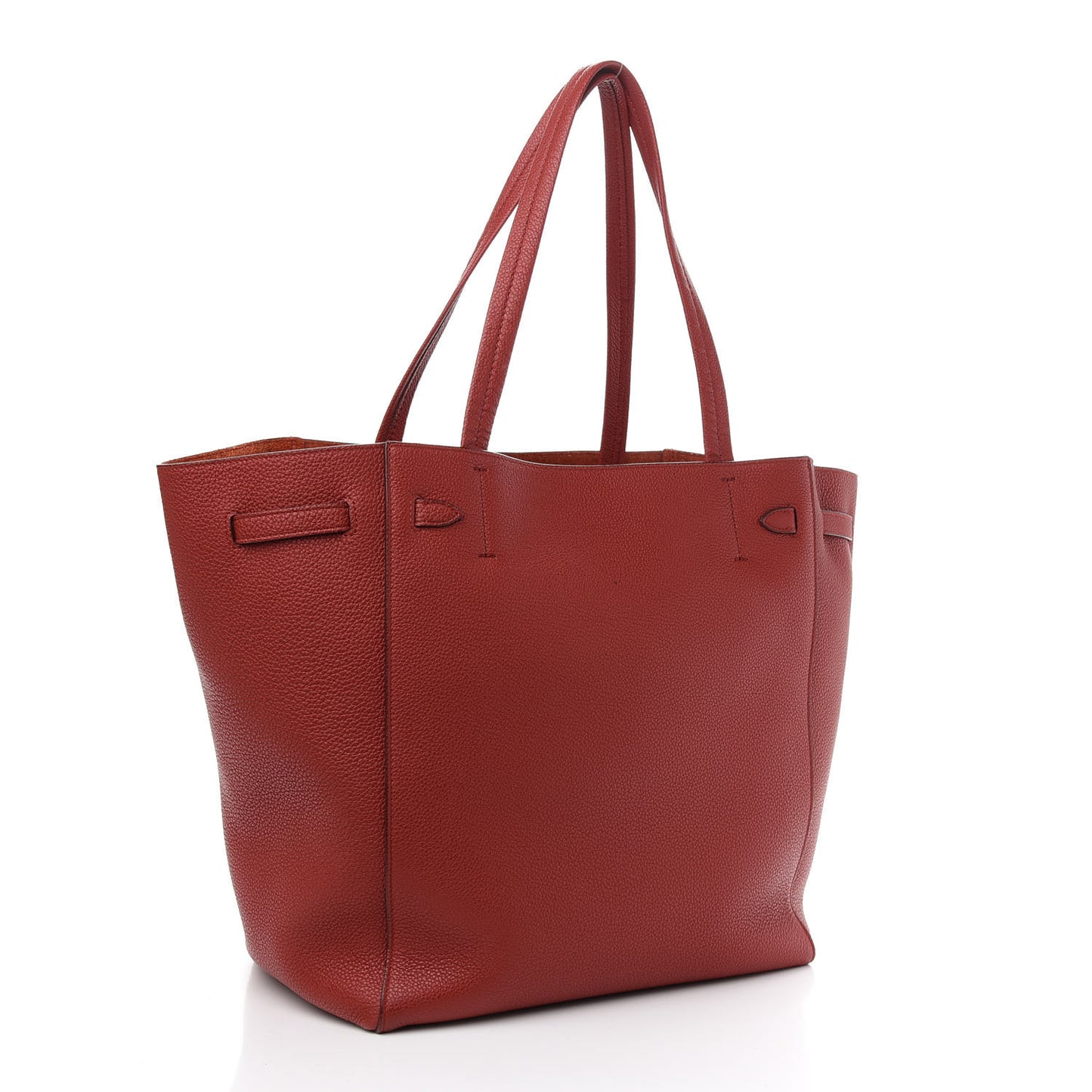 Soft Grained Calfskin Small Belt Cabas Fox Red