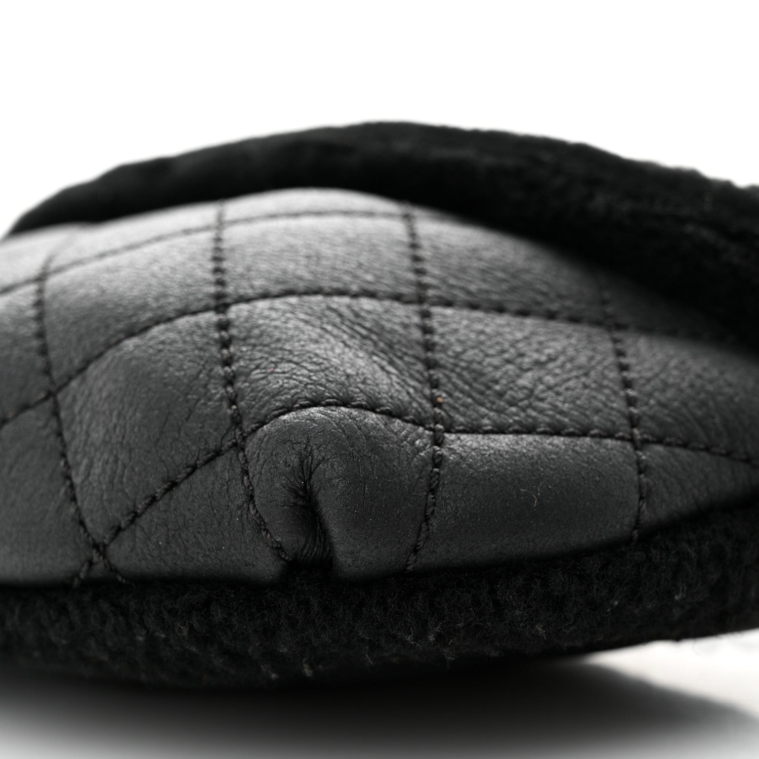 Chanel Calfskin Fur Quilted Waist Bag Fanny Pack Black 10 of 11